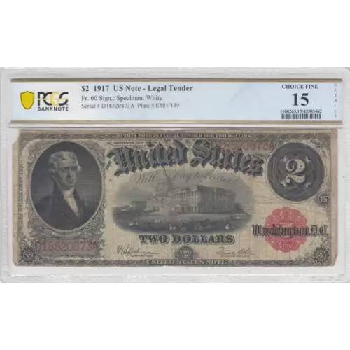 $2  Small Red, scalloped Legal Tender Issues 60