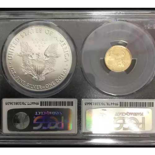 2016 $5 Gold Eagle 30th Anniversary Bimetallic Set,First Day of Issue (4)
