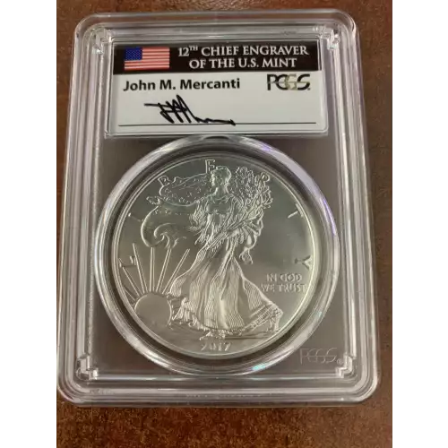 2017-W $1 Burnished Silver Eagle Mercanti Signature