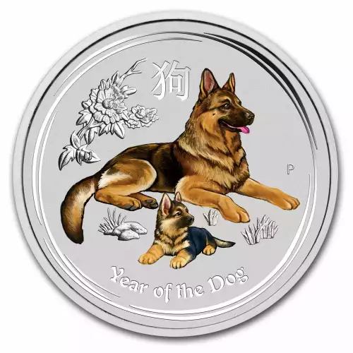 2018 Australia 1/2 oz Silver Lunar Dog BU (Colorized)