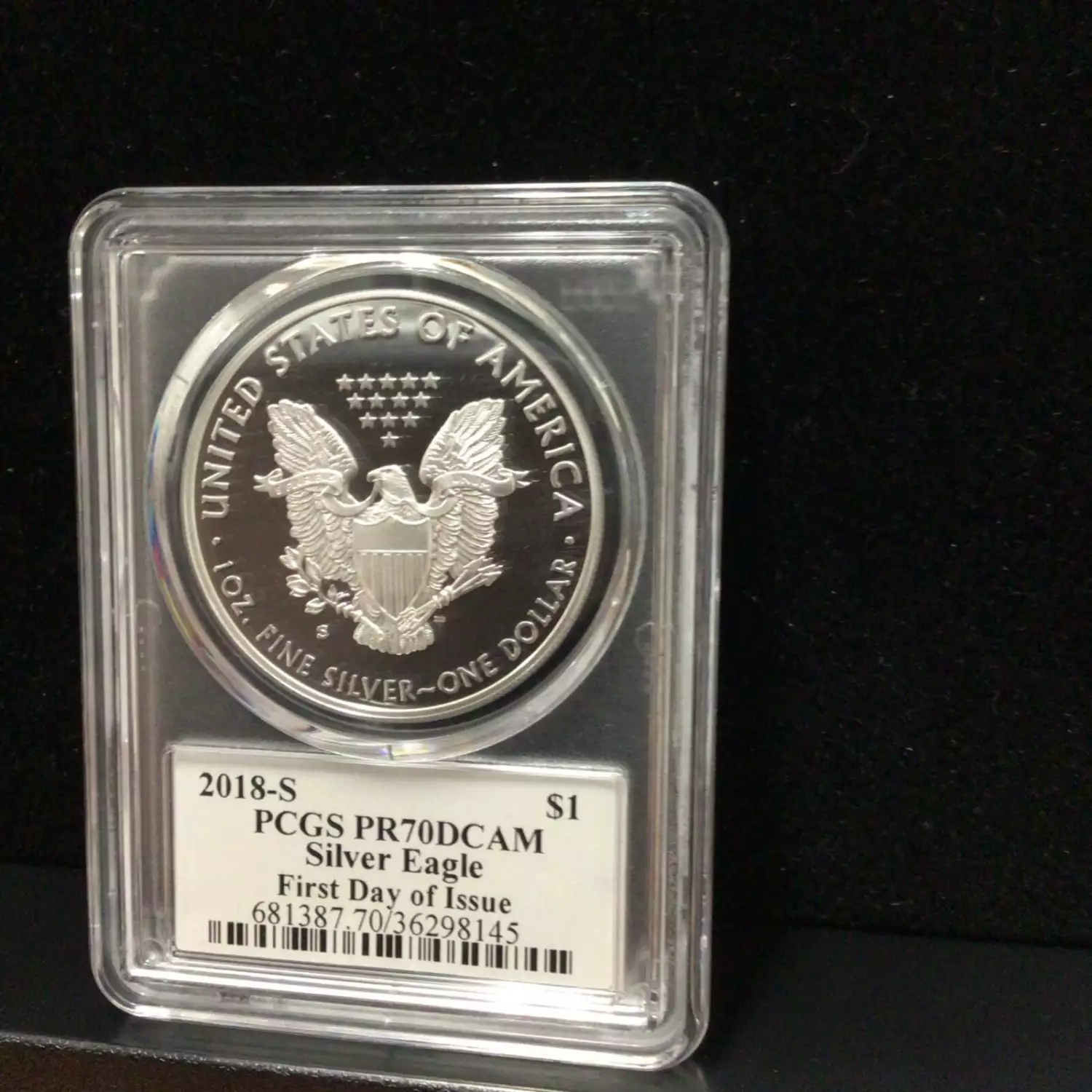 2018-S $1 Silver Eagle First Day of Issue Mercanti Signature, DCAM (2)