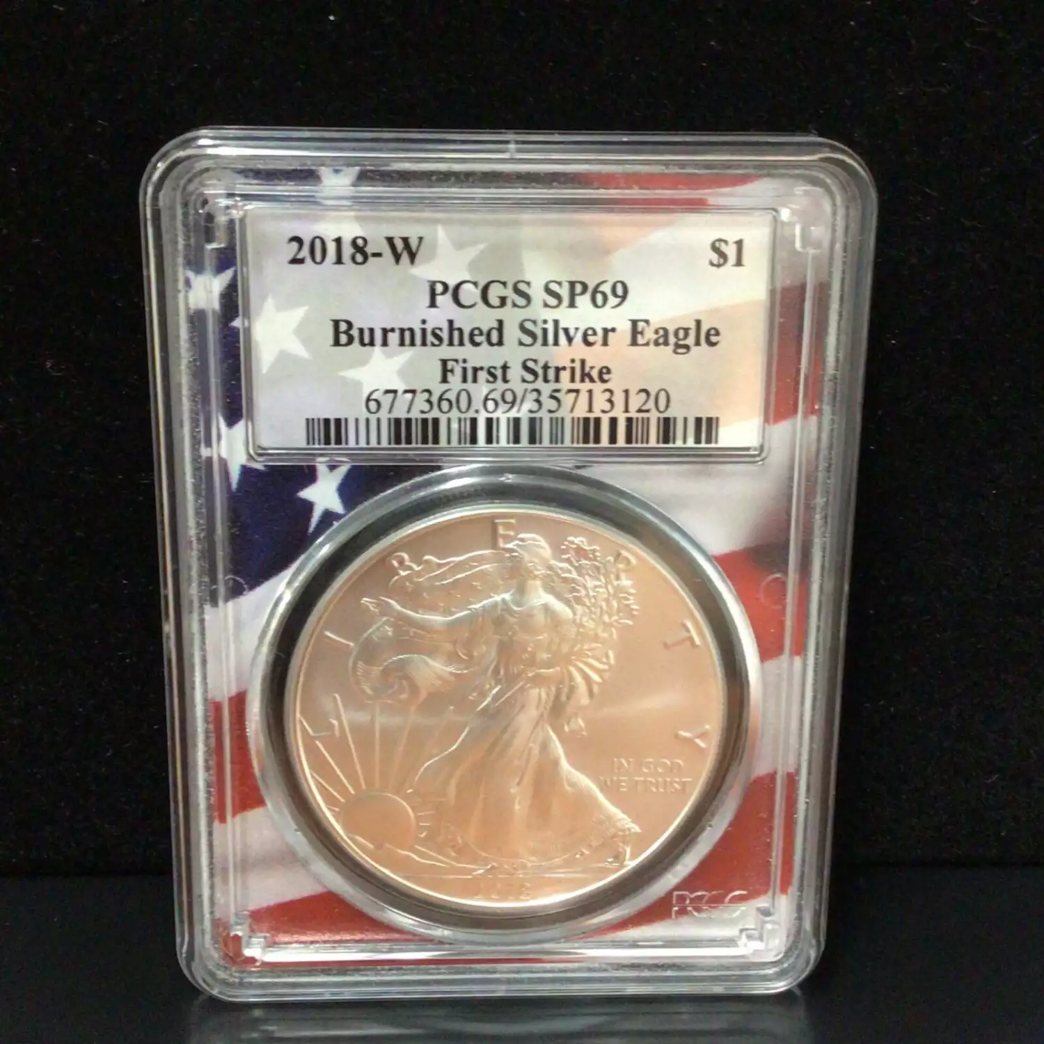 2018-W $1 Burnished Silver Eagle First Strike Picture Frame