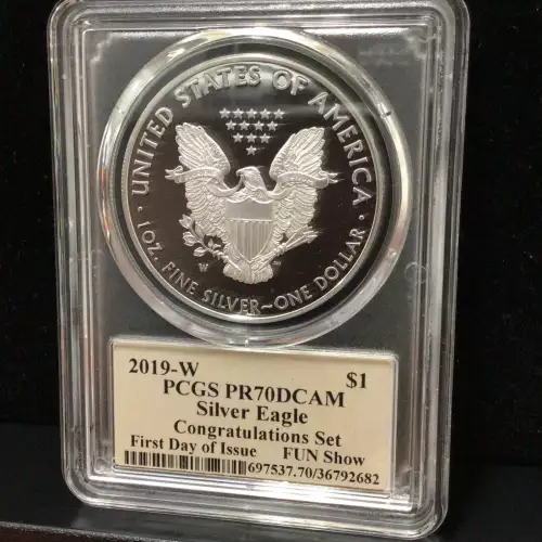 2019-W $1 Silver Eagle Congratulations Set FDI Art Deco FUN Show FUN Show, DCAM (2)