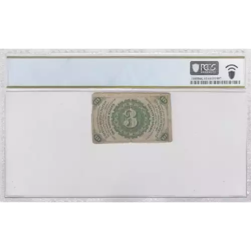 3 cent Third Issue Fractional Currency Fr 1226 Light Portrait Background 