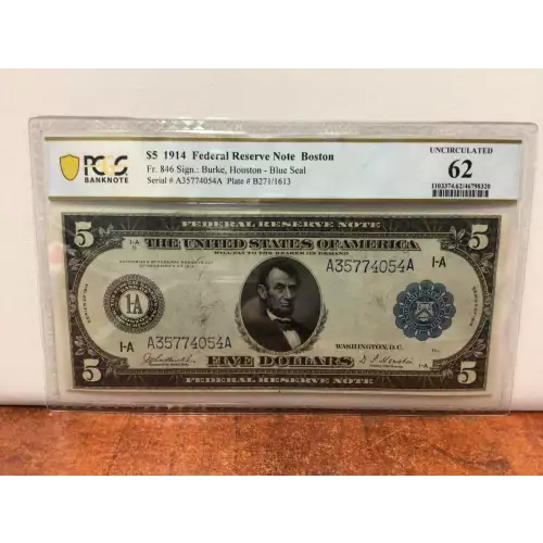 $5 1914 Red Seal Federal Reserve Notes 846 (3)