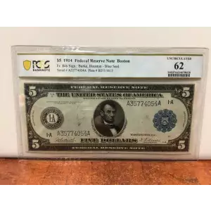 $5 1914 Red Seal Federal Reserve Notes 846 (3)