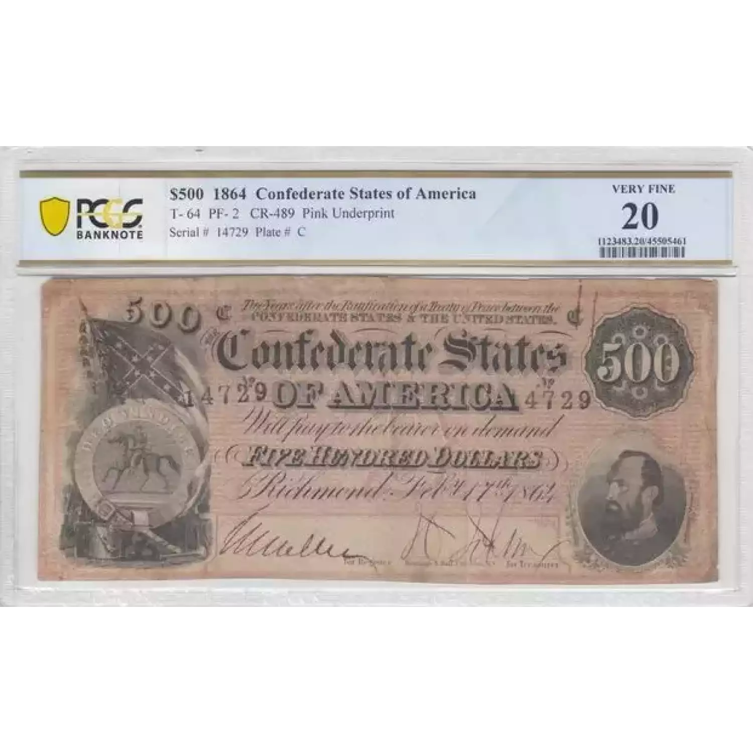 $500   Issues of the Confederate States of America CS-64