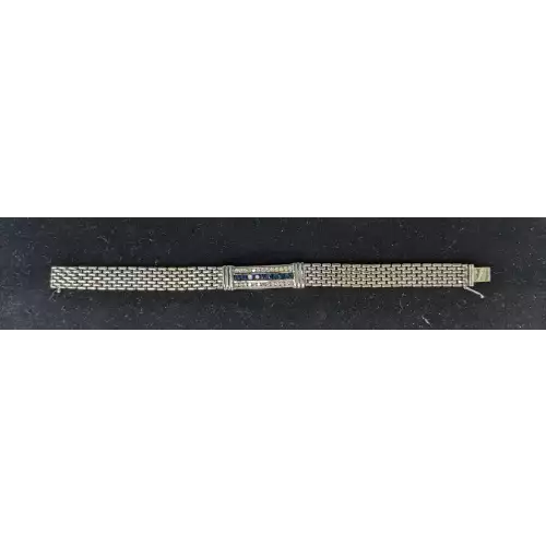 Diamond and Sapphire Men's Bracelet 14k White Gold 33g 8