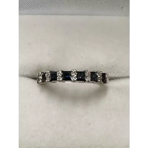 Effy Sapphire & Diamond Cocktail  Ring 14k White Gold 3.0g Size 6  (2)