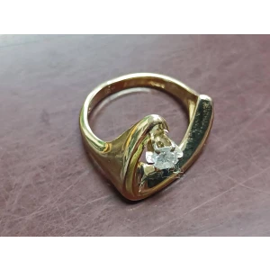 Freeform Gold and .25 Carat Diamond Ring 14k 4.2g Size 6