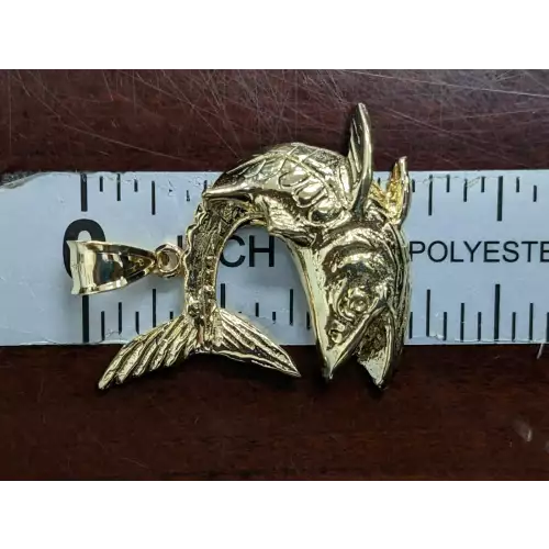 Gold 14k Kingfish Pendant Looks Great 1.25