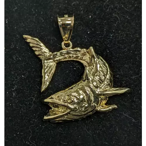 Gold 14k Kingfish Pendant Looks Great 1.25
