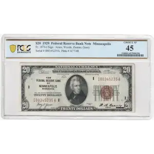 $20 1929 brown seal Small Federal Reserve Bank Notes 1870-I