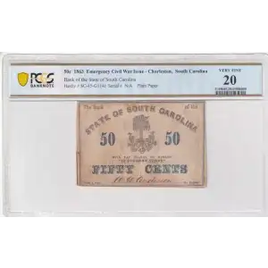 50¢ 1863 Emergency Civil War Issue - Charleston, South Carolina