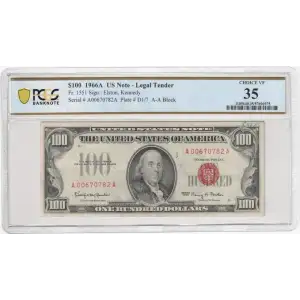 $100 1966-A red seal. Small Legal Tender Notes 1551 (2)