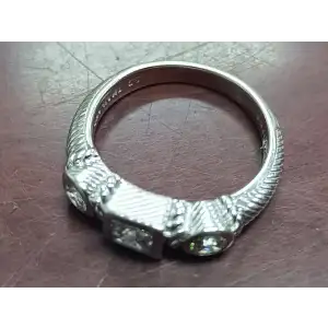 Judith Ripka 3 Stone Ring Sterling Silver Size 11