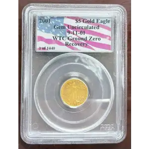 World Trade Center Ground Zero Recovered American 1/10 Gold Eagle