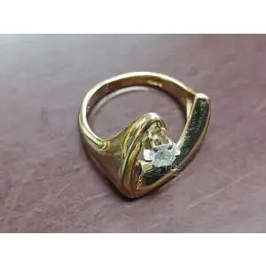 Freeform Gold and .25 Carat Diamond Ring 14k 4.2g Size 6