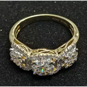 Diamond Cluster Ring 14k Gold Size 10 1.0 CWT 5.4g