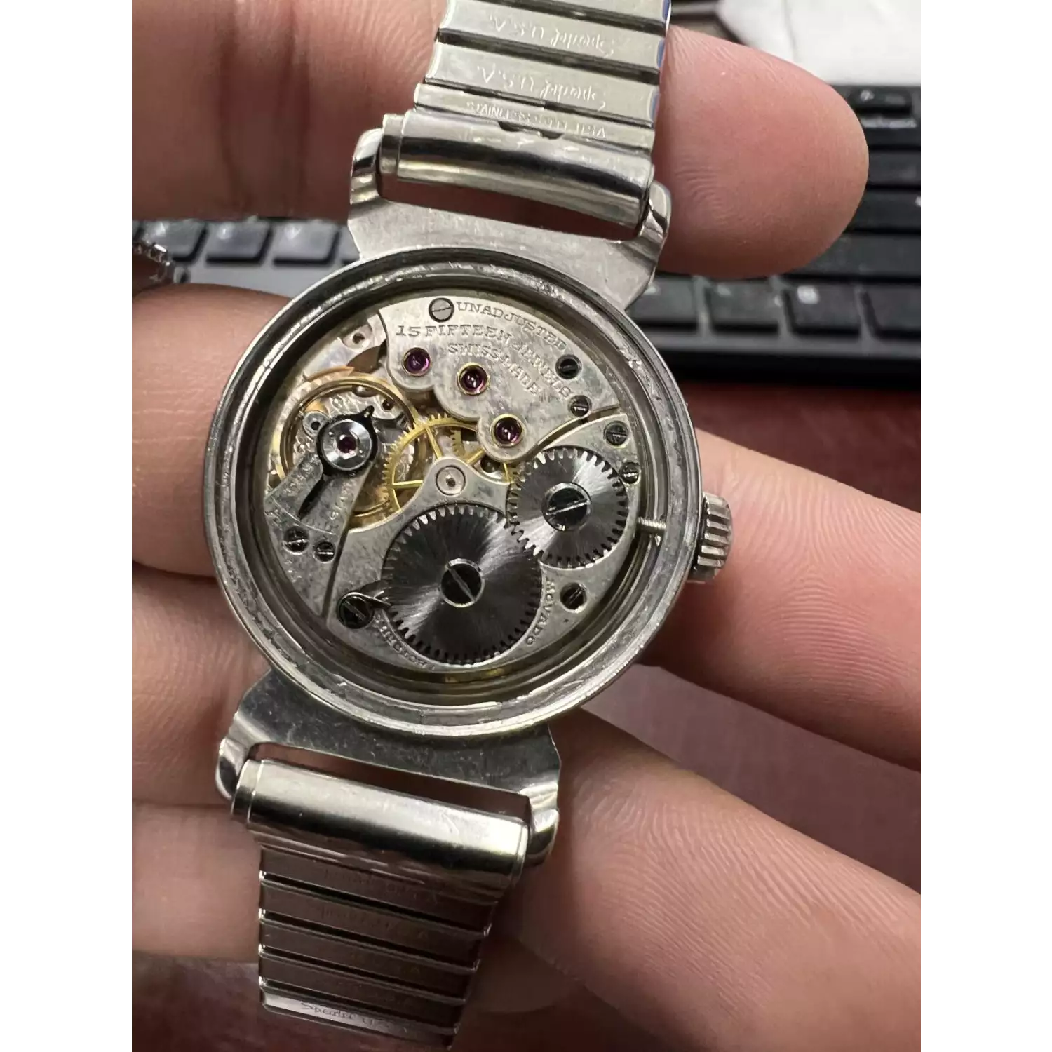 Vintage Mens Movado Watch Centric Seconds Subdial Curved