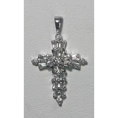 14k White Gold .50 Carat Diamond Cross Pendant